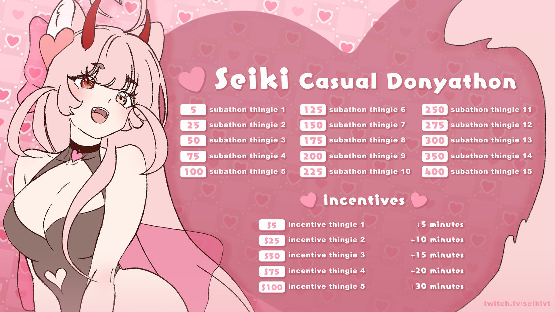 ➤ Donathon Schedule (character by @SeikiVT)